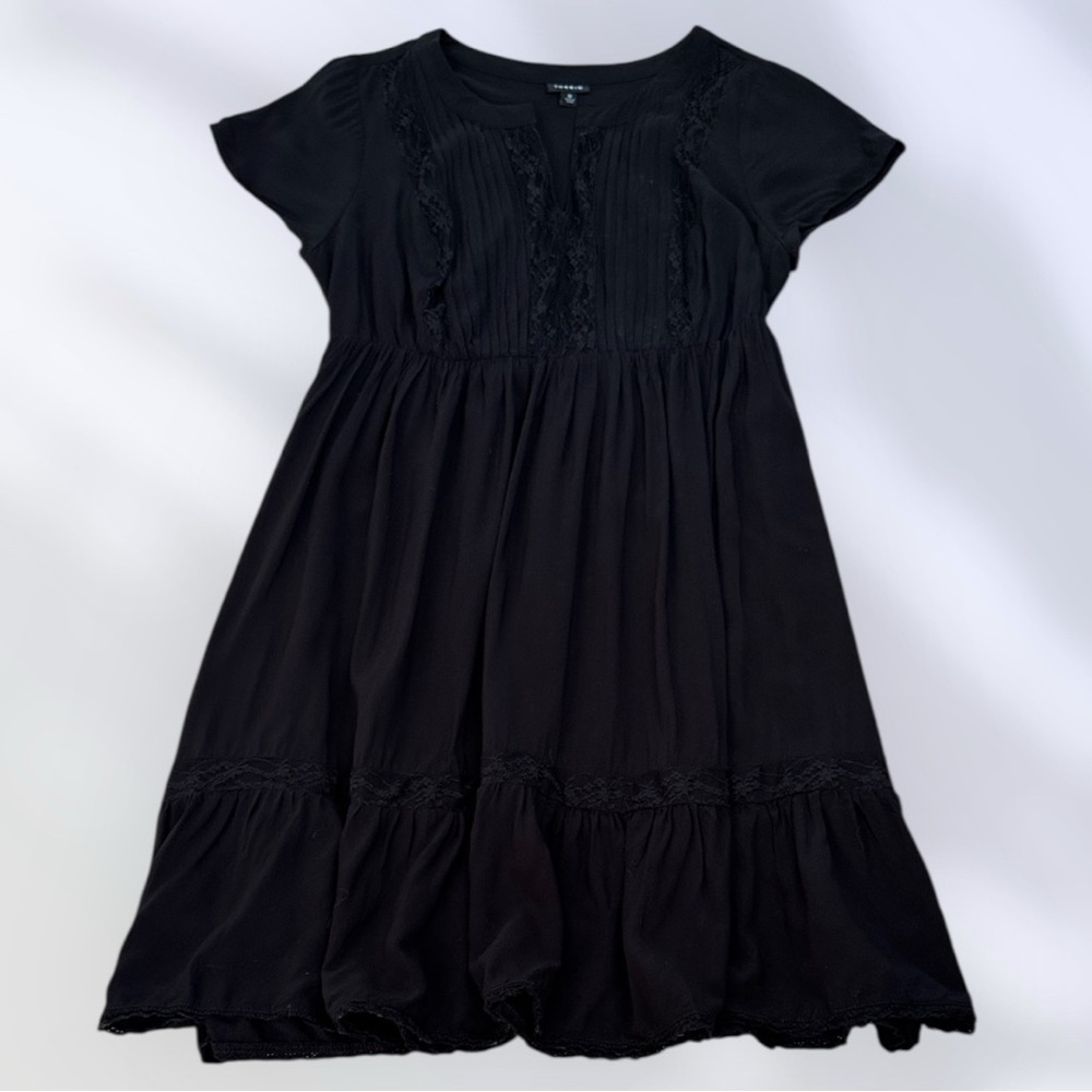 Torrid Black Dress Lace Short Sleeve Empire Waistband sz 0 / L